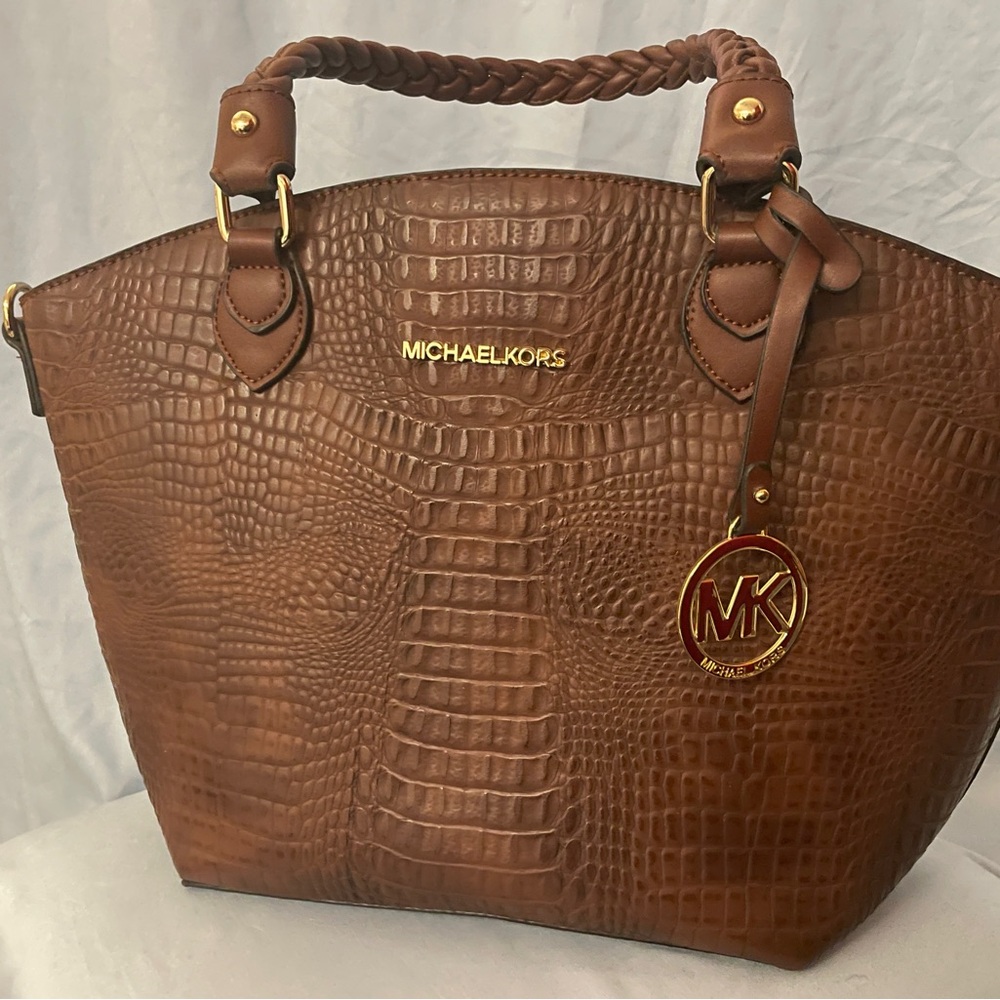 Michael Kors Tan Crocodile-Embossed Tote - Picture 9 of 9